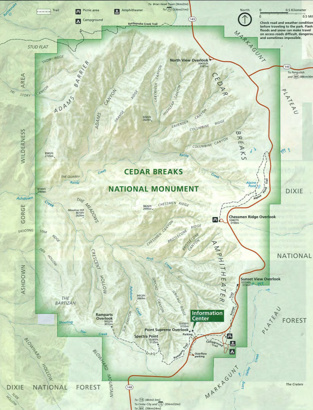 Cedar Breaks map