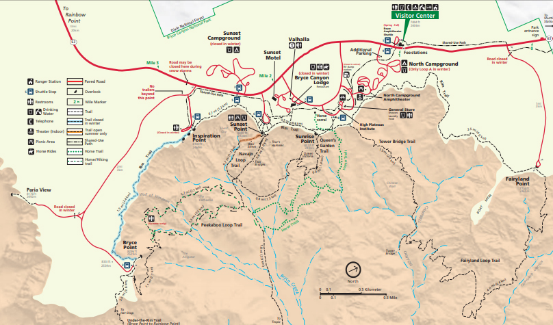 Bryce Canyon amfitheater map