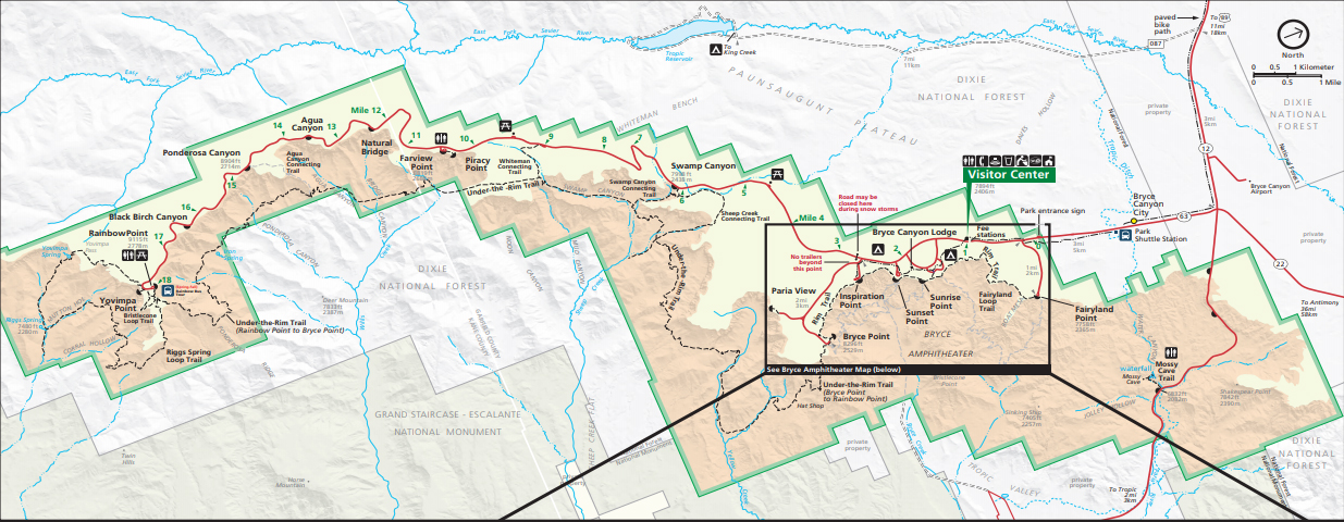 Bryce Canyon scenic drive map